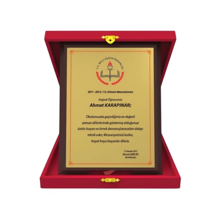 Kişiye Özel Mezuniyet Plaketi - Öğrenci Plaketi ( Büyük Boy )