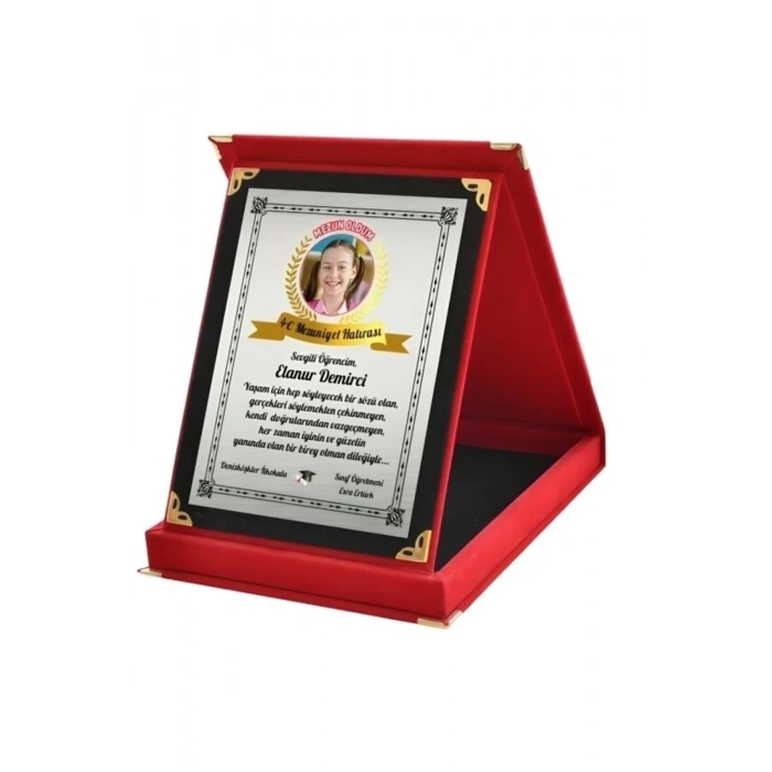 Kişiye Özel Mezuniyet Plaketi - Resimli Öğrenci Plaketi - Fotoğraflı Plaket ( Büyük Boy )