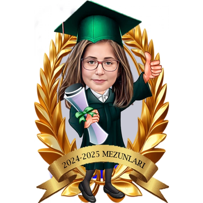 Kişiye Özel Mezuniyet Biblosu - Karikatür Mezuniyet Biblosu - Öğrenci Biblosu