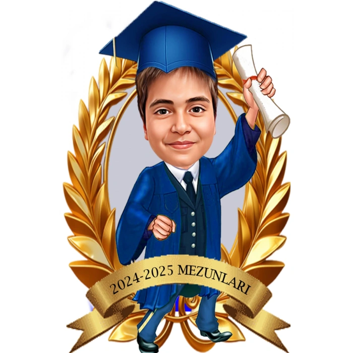 Kişiye Özel Mezuniyet Biblosu - Karikatür Mezuniyet Biblosu - Öğrenci Biblosu