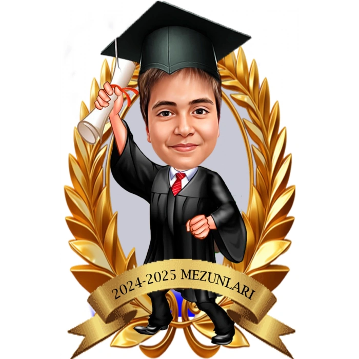 Kişiye Özel Mezuniyet Biblosu - Karikatür Mezuniyet Biblosu - Öğrenci Biblosu