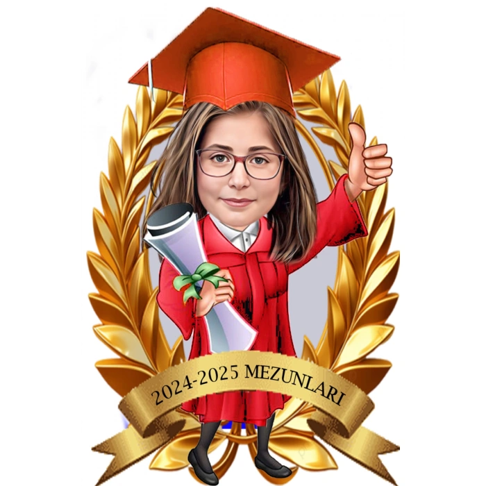 Kişiye Özel Mezuniyet Biblosu - Karikatür Mezuniyet Biblosu - Öğrenci Biblosu