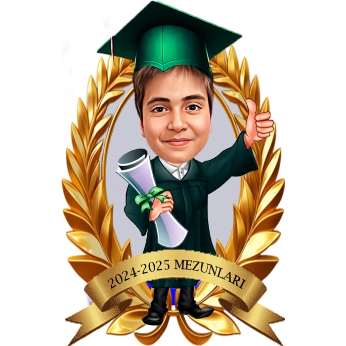 Kişiye Özel Mezuniyet Biblosu - Karikatür Mezuniyet Biblosu - Öğrenci Biblosu
