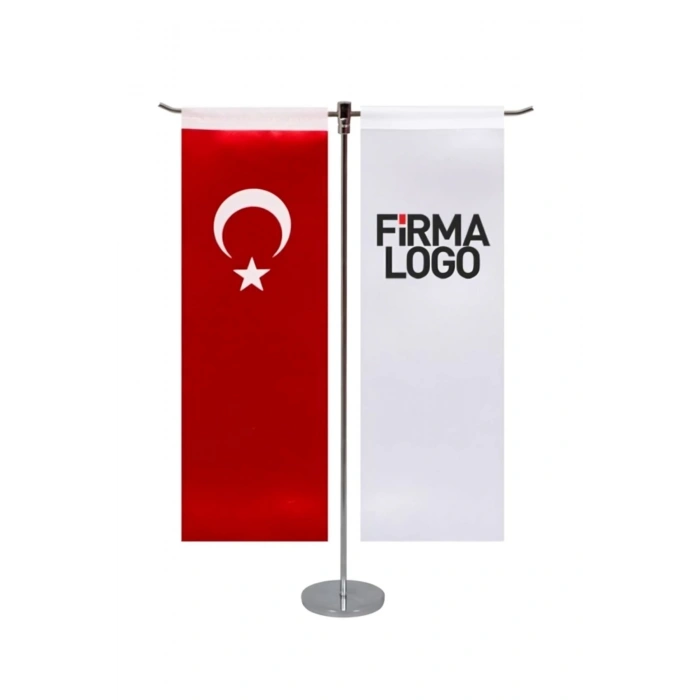 Kişiye Özel Masa Bayrağı - Çift Direk Masa Bayrağı - Logolu Masa Bayrağı - Kırlangıç Bayrak