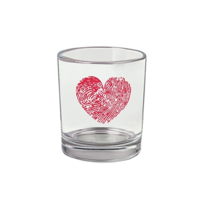 Kalp Baskılı Viski Bardağı - Kalpli Bardak