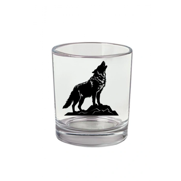 Kurt Baskılı Viski Bardağı - Kurtlu Bardak