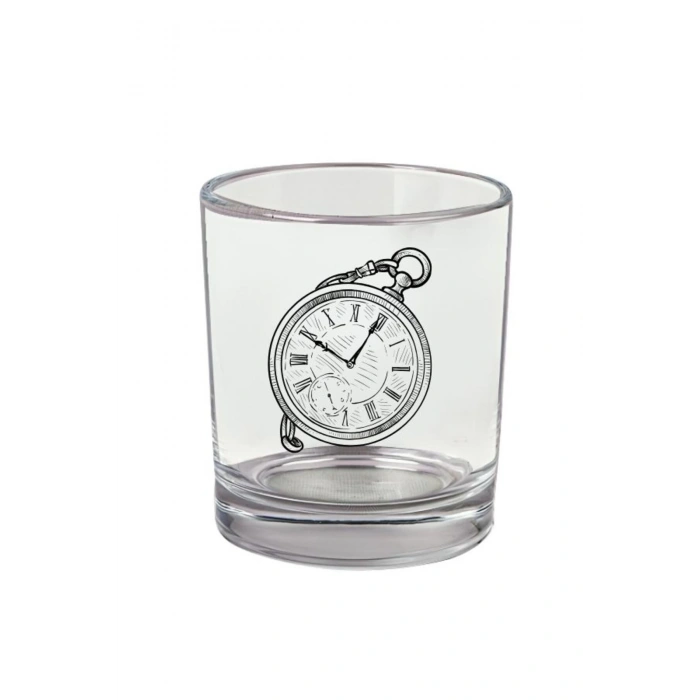 Cep Saat Baskılı Viski Bardağı - Nostaljı Bardak
