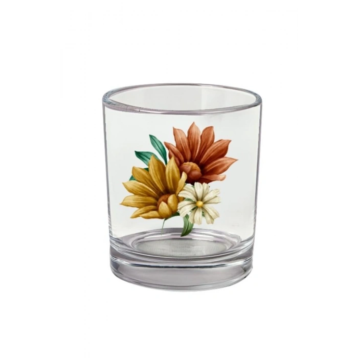 Çiçek Baskılı Viski Bardağı - Çiçekli Bardak