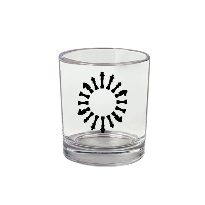 Satranç Baskılı Viski Bardağı - Satranç Bardak