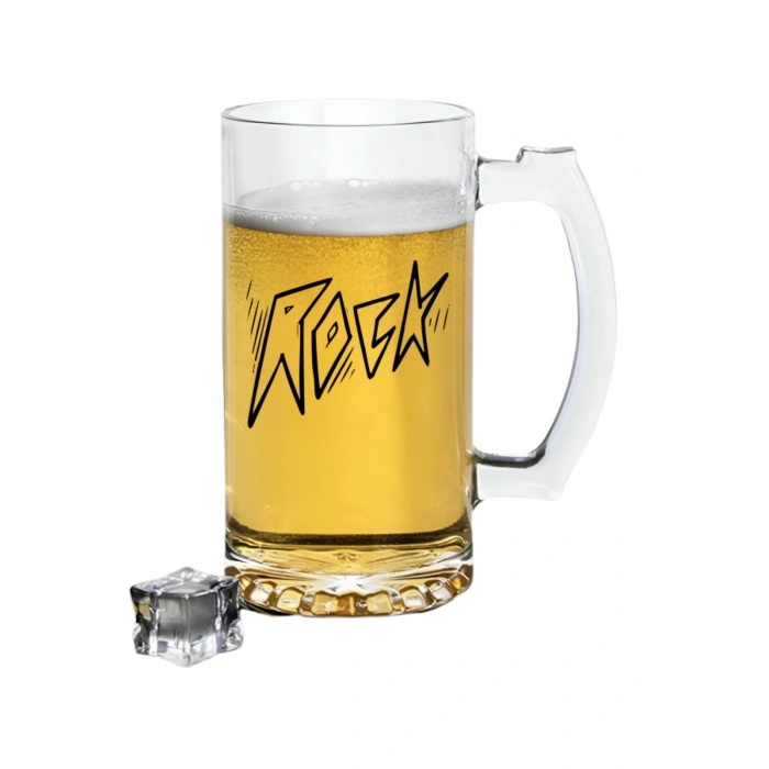 Rock Baskılı Bira Bardağı - Bira Bardağı