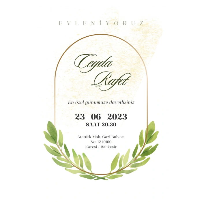 Kişiye Özel Davetiye - Düğün Davetiye - Nişan Davetiye - Nikah Davetiye ( Zarflı ) ( 50 Adet ) MDL 2