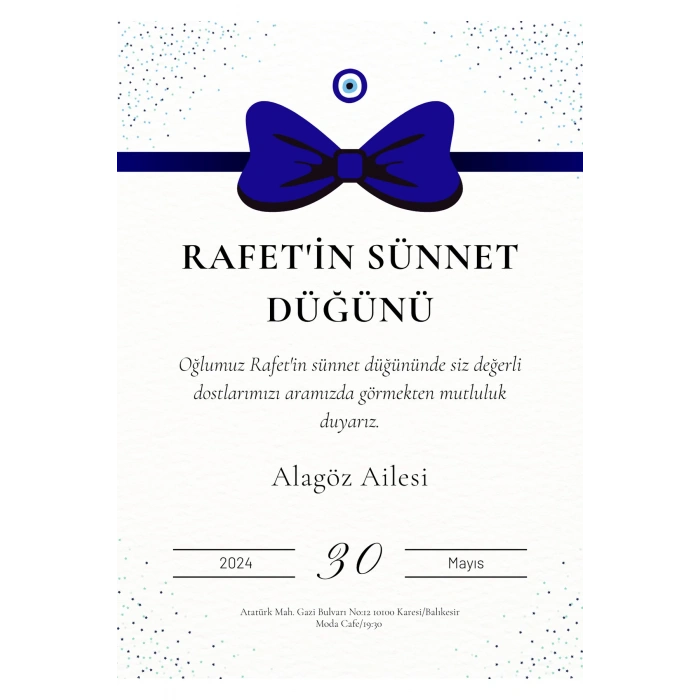 Kişiye Özel Davetiye - Sünnet Davetiye - Sünnet Davetiyesi ( Zarflı ) ( 50 Adet ) Model 3