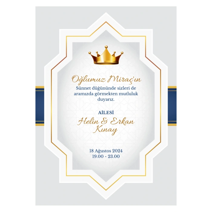 Kişiye Özel Davetiye - Sünnet Davetiye - Sünnet Davetiyesi ( Zarflı ) ( 50 Adet ) Model 5