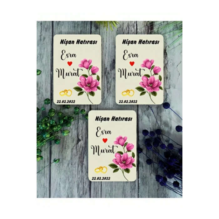 Kişiye Özel Magnet - Dikdörtgen Magnet - Ahşap Magnet ( 5 Adet )