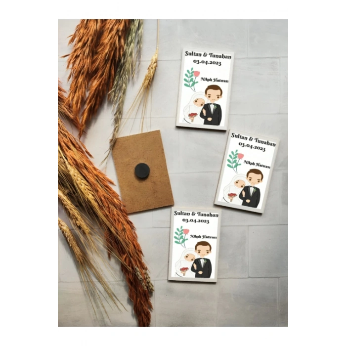 Kişiye Özel Magnet - Dikdörtgen Magnet - Ahşap Magnet ( 5 Adet )