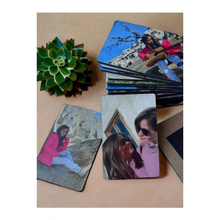 Kişiye Özel Magnet - Dikdörtgen Magnet - Ahşap Magnet ( 10 Adet )