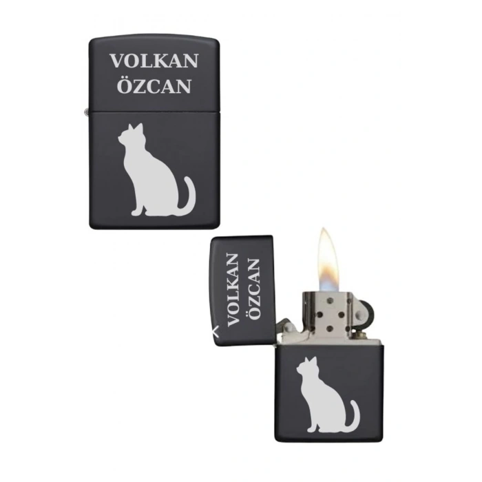 Kişiye Özel Kedili Metal Çakmak