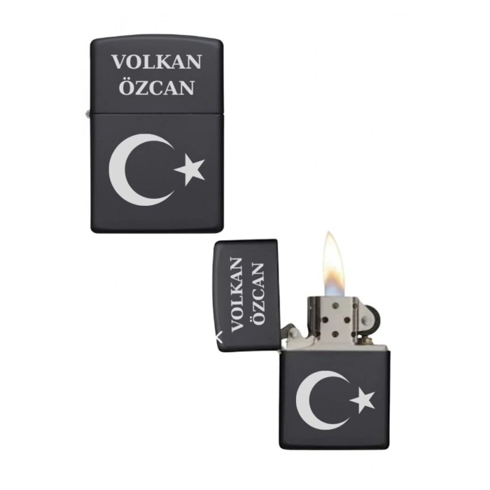 Kişiye Özel Ay Yıldızlı Metal Çakmak