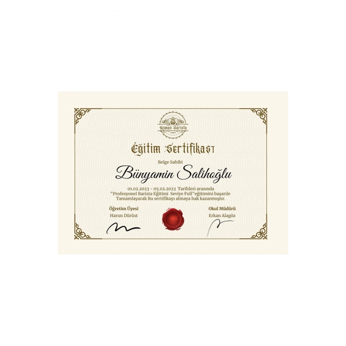 Kişiye Özel Sertifika - Eğitim Sertifikası - Mezuniyet Sertifikası - Başarı Sertifikası ( 10 Adet )