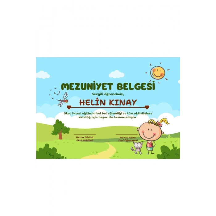 Kişiye Özel Sertifika - Mezuniyet Sertifikası - Mezuniyet Belgesi ( 10 Adet ) Doğa