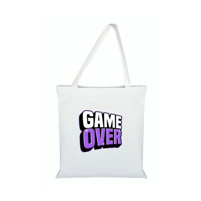 Game Over Baskılı Bez Çanta - Game Overlı Çanta