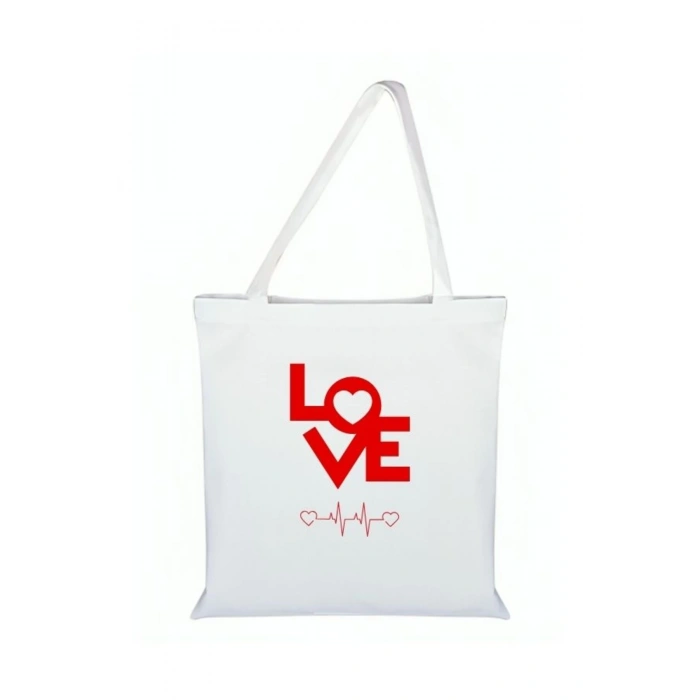 Love Baskılı Bez Çanta - Love Yazılı Çanta