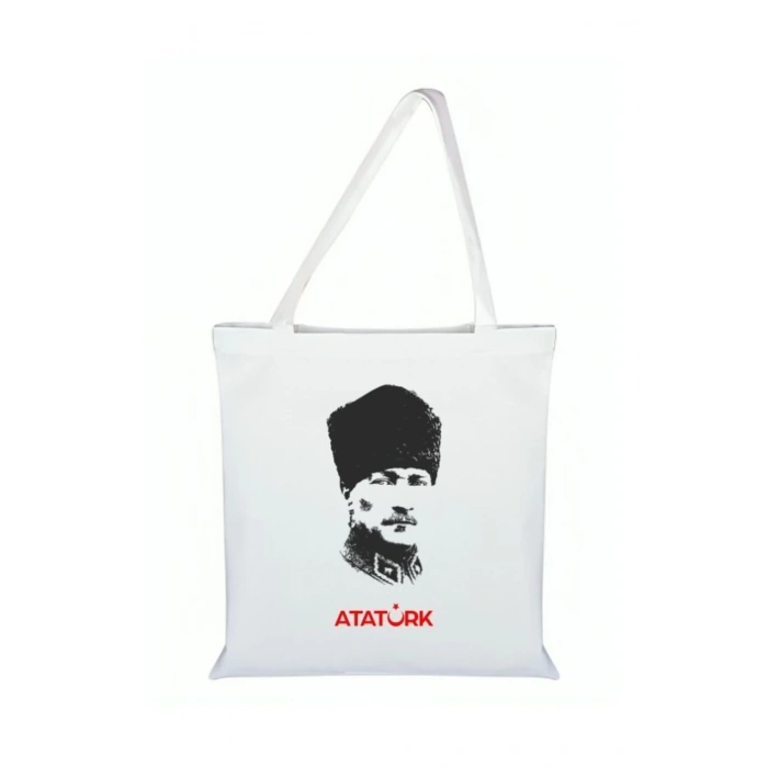 Atatürk Model Bez Çanta - Atatürklü Çanta