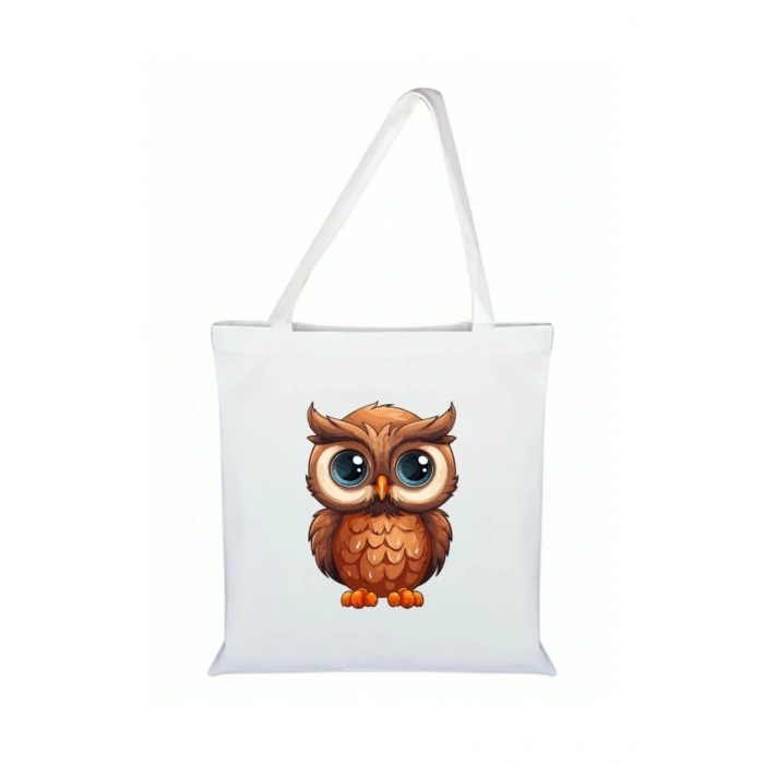 Baykuş Baskılı Bez Çanta - Baykuşlu Çanta