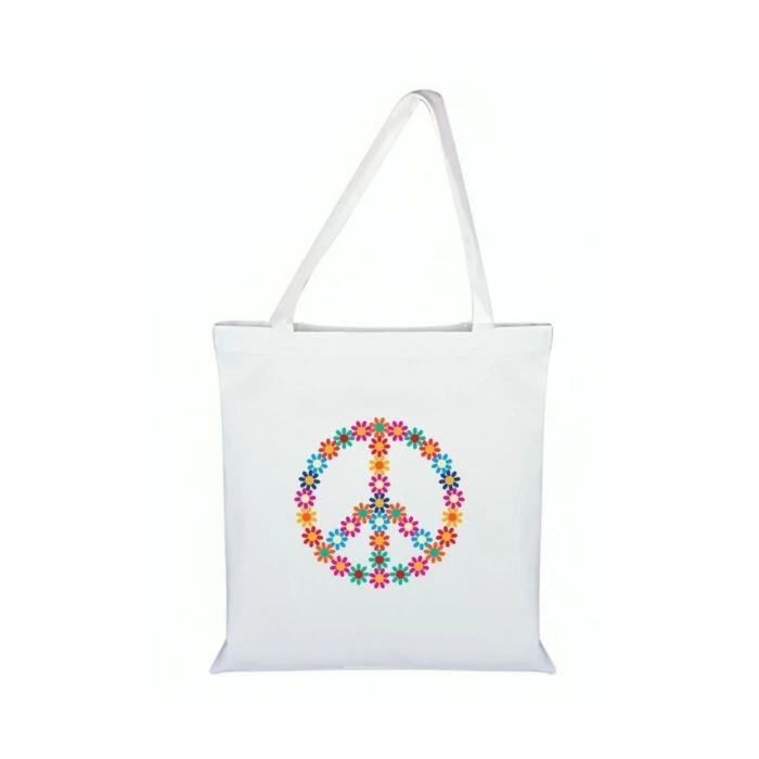 Barış Sembolü Baskılı Bez Çanta - Barış Sembollü Çanta
