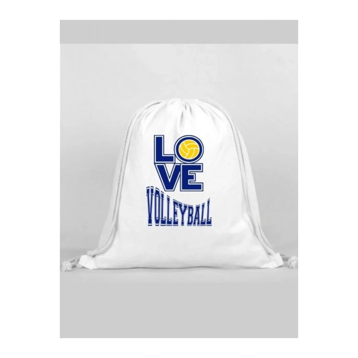 Voleybol Baskılı Sırt Çantası - İp Büzgülü Spor Çanta