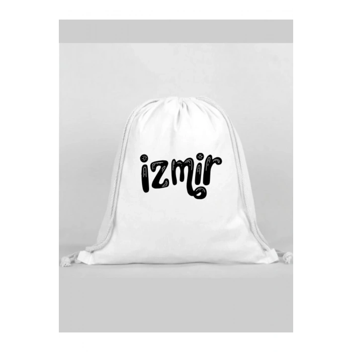 İzmir Baskılı Sırt Çantası - İp Büzgülü Spor Çanta