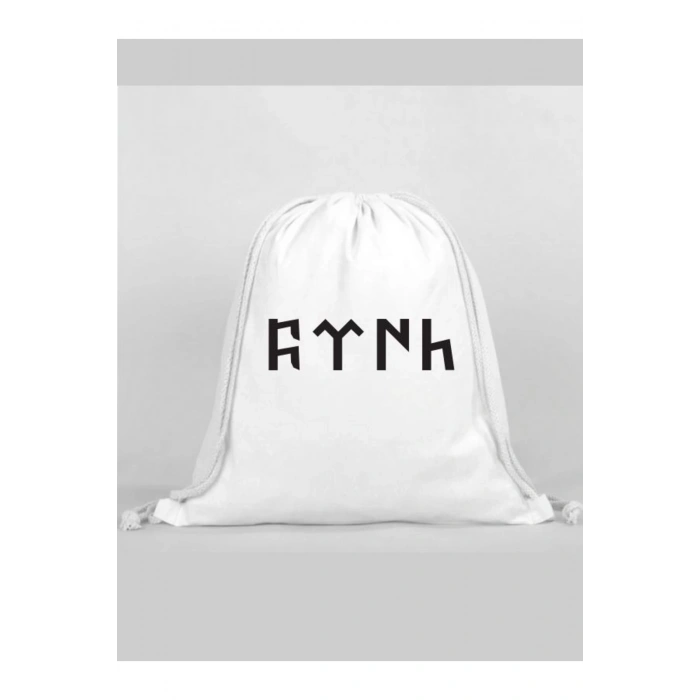 Türk Baskılı Sırt Çantası - İp Büzgülü Spor Çanta