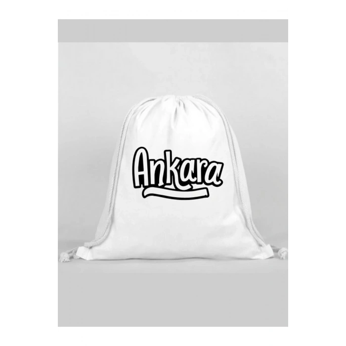 Ankara Baskılı Sırt Çantası - İp Büzgülü Spor Çanta