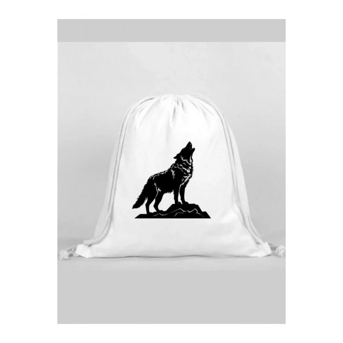 Kurt Baskılı Sırt Çantası - İp Büzgülü Spor Çanta