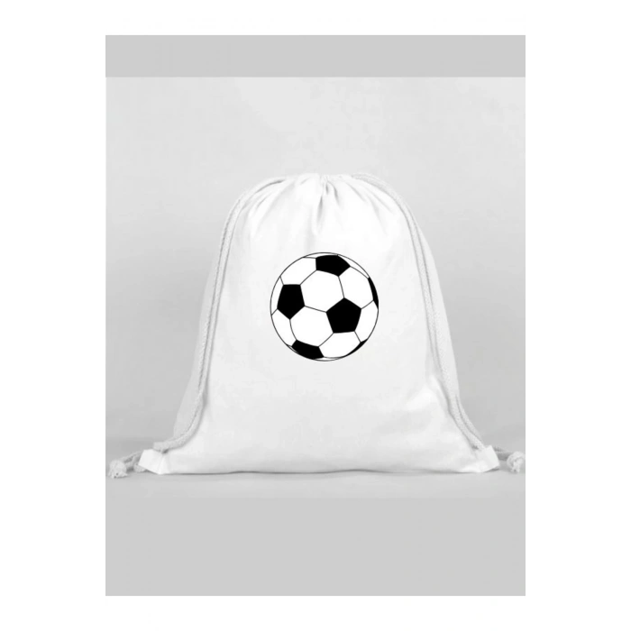 Siyah Beyaz Baskılı Sırt Çantası - İp Büzgülü Spor Çanta