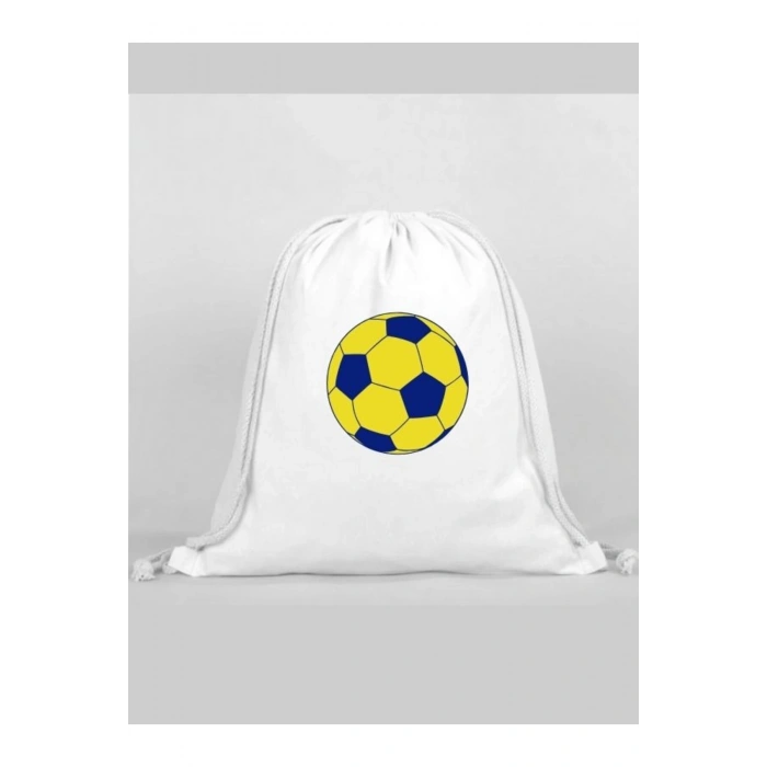 Sarı Lacivert Baskılı Sırt Çantası - İp Büzgülü Spor Çanta