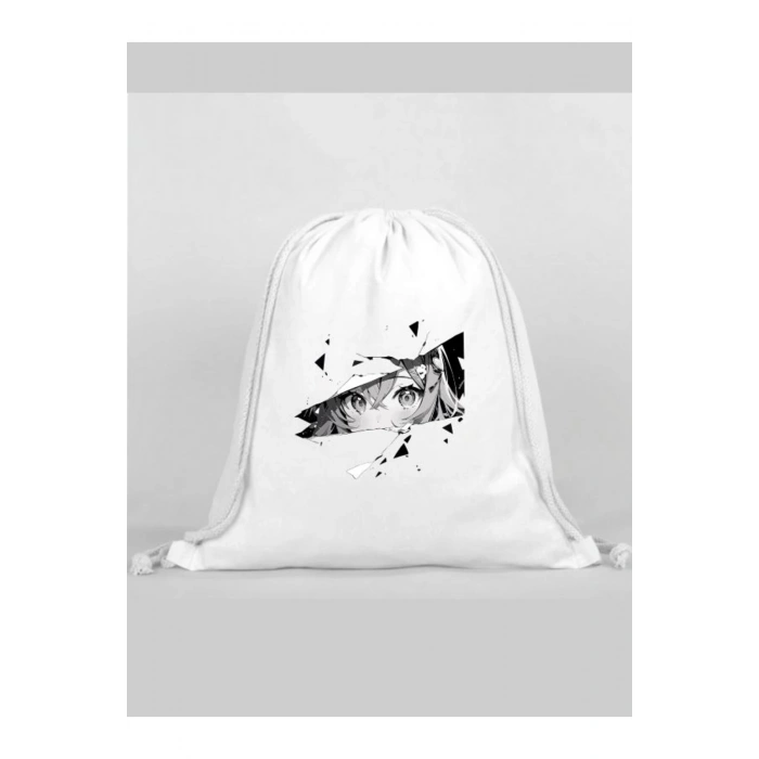 Anomi Baskılı Sırt Çantası - İp Büzgülü Spor Çanta