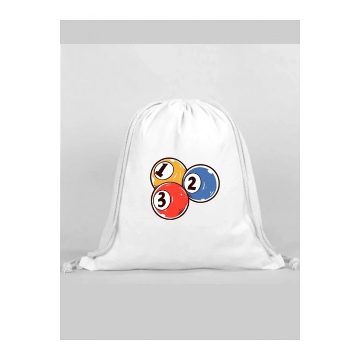 Bilardo Baskılı Sırt Çantası - İp Büzgülü Spor Çanta