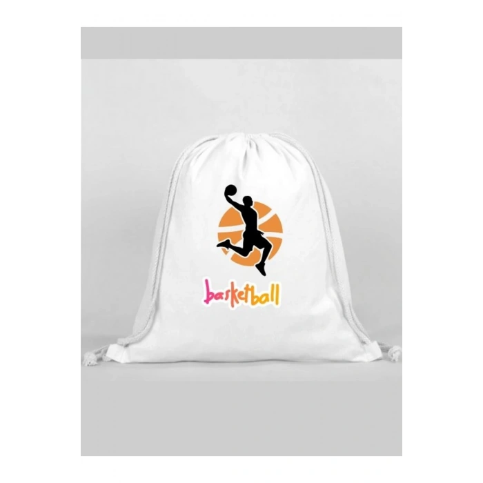 Basketbol Baskılı Sırt Çantası - İp Büzgülü Spor Çanta