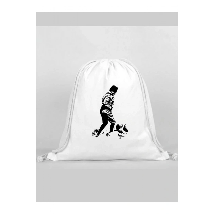 Atatürklü Sırt Çantası - İp Büzgülü Spor Çanta