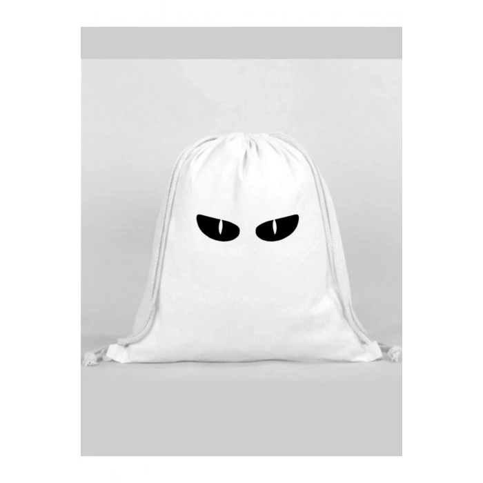 Göz Baskılı Sırt Çantası - İp Büzgülü Spor Çanta