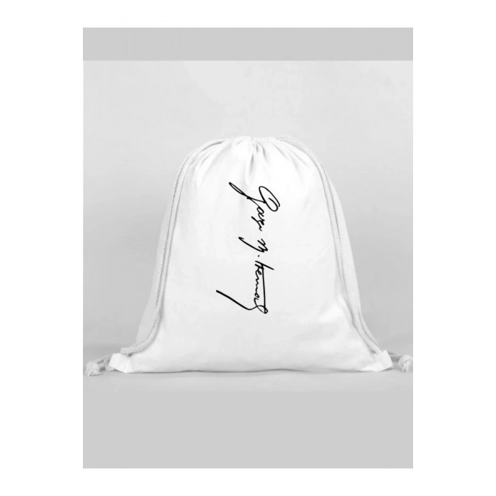 Atatürk Baskılı Sırt Çantası - İp Büzgülü Spor Çanta