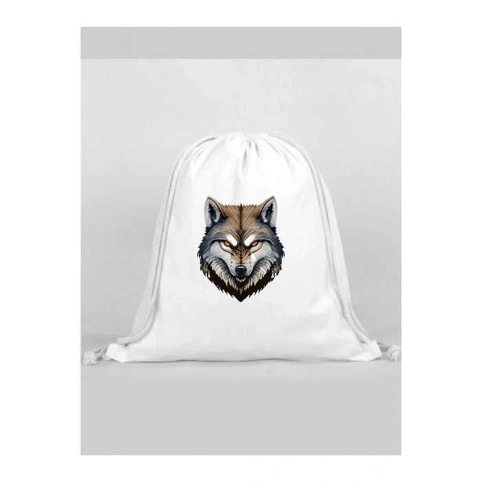 Kurt Baskılı Sırt Çantası - İp Büzgülü Spor Çanta