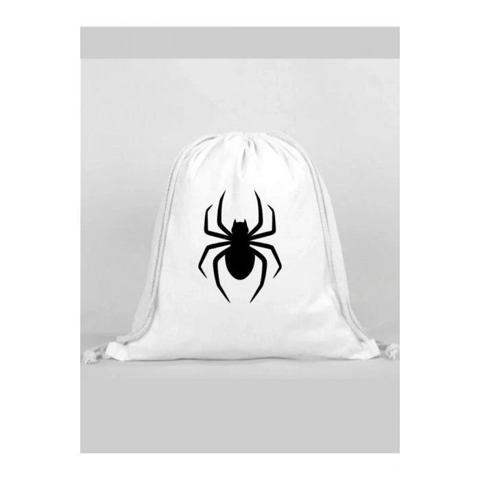 Örümcek Baskılı Sırt Çantası - İp Büzgülü Spor Çanta