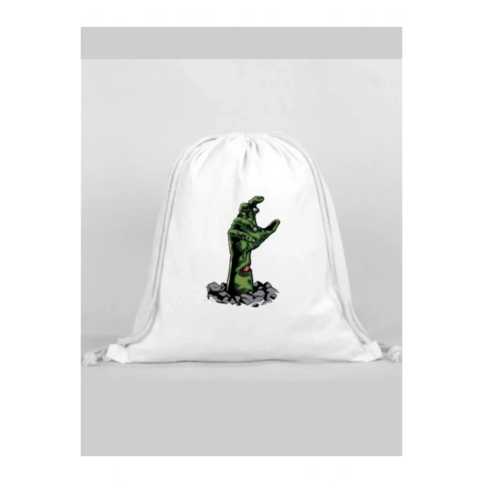 El Baskılı Sırt Çantası - İp Büzgülü Spor Çanta