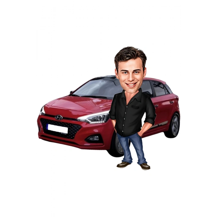 Kişiye Özel Kendi Aracı İle Biblo - Karikatür Biblo