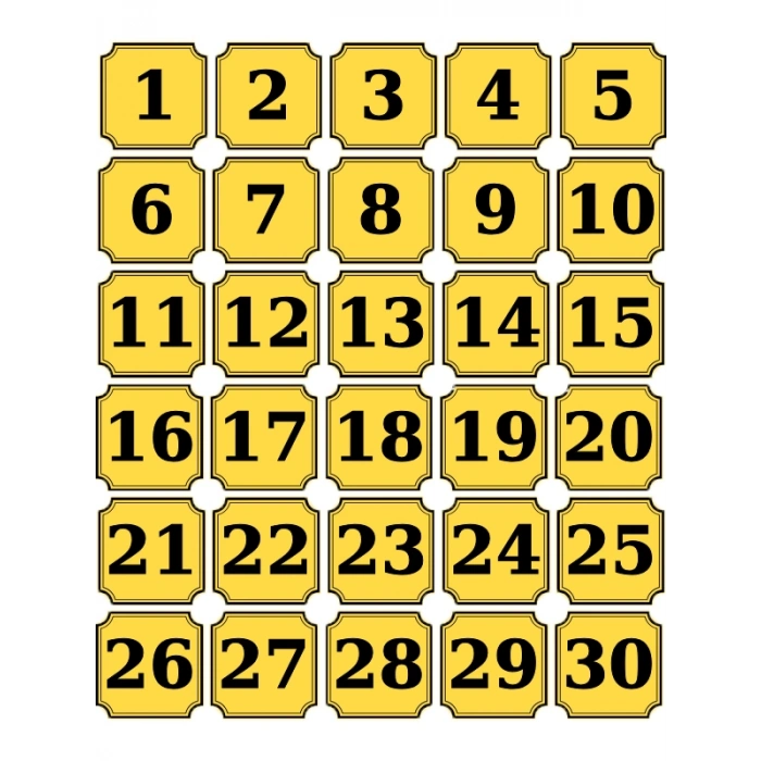 Kişiye Özel Kapı Numarası - Daire Numarası - 30 Adet
