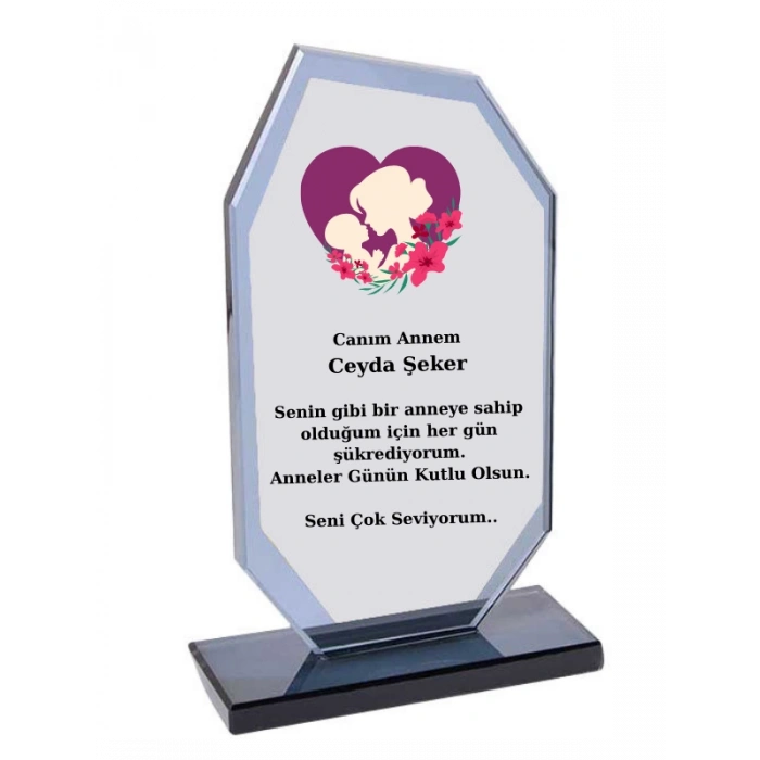 Anneye Plaket - Kişiye Özel Plaket - Cam Plaket - Anneler Günü Plaketi