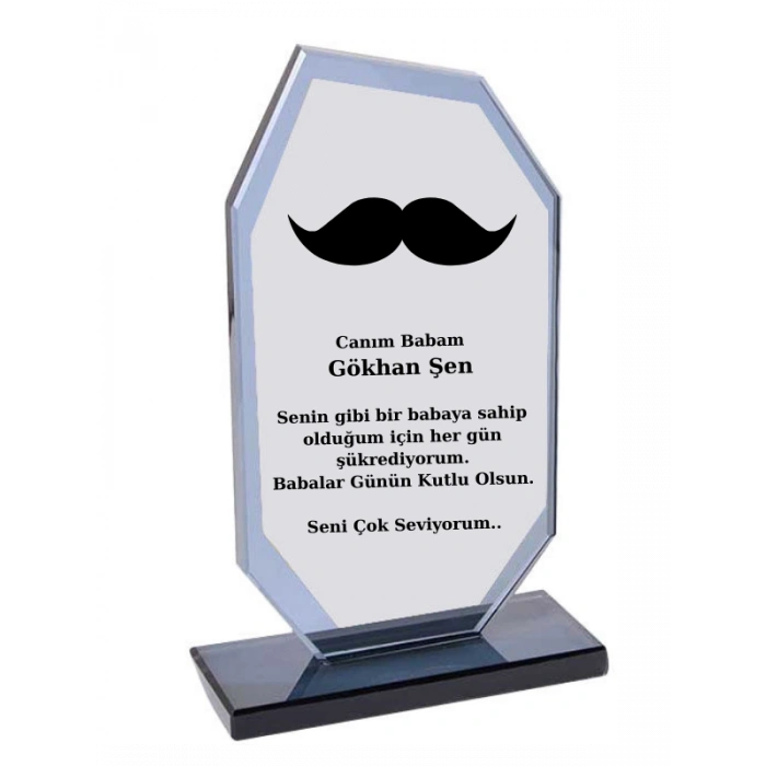 Babaya Plaket - Kişiye Özel Plaket - Cam Plaket - Babalar Günü Plaketi