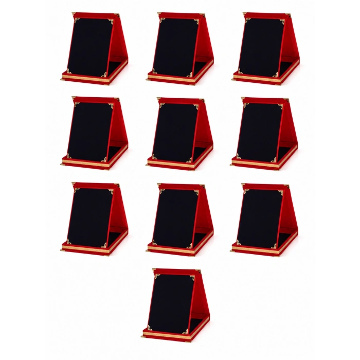 Toplu Plaket - Kırmızı Kadife Plaket - Metalsiz Boş Plaket ( 10 Adet )